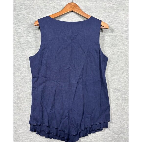 Soft Surroundings Womens Tank Top M Navy Blue Sleeveless Textured Cotton - Picture 4 of 4